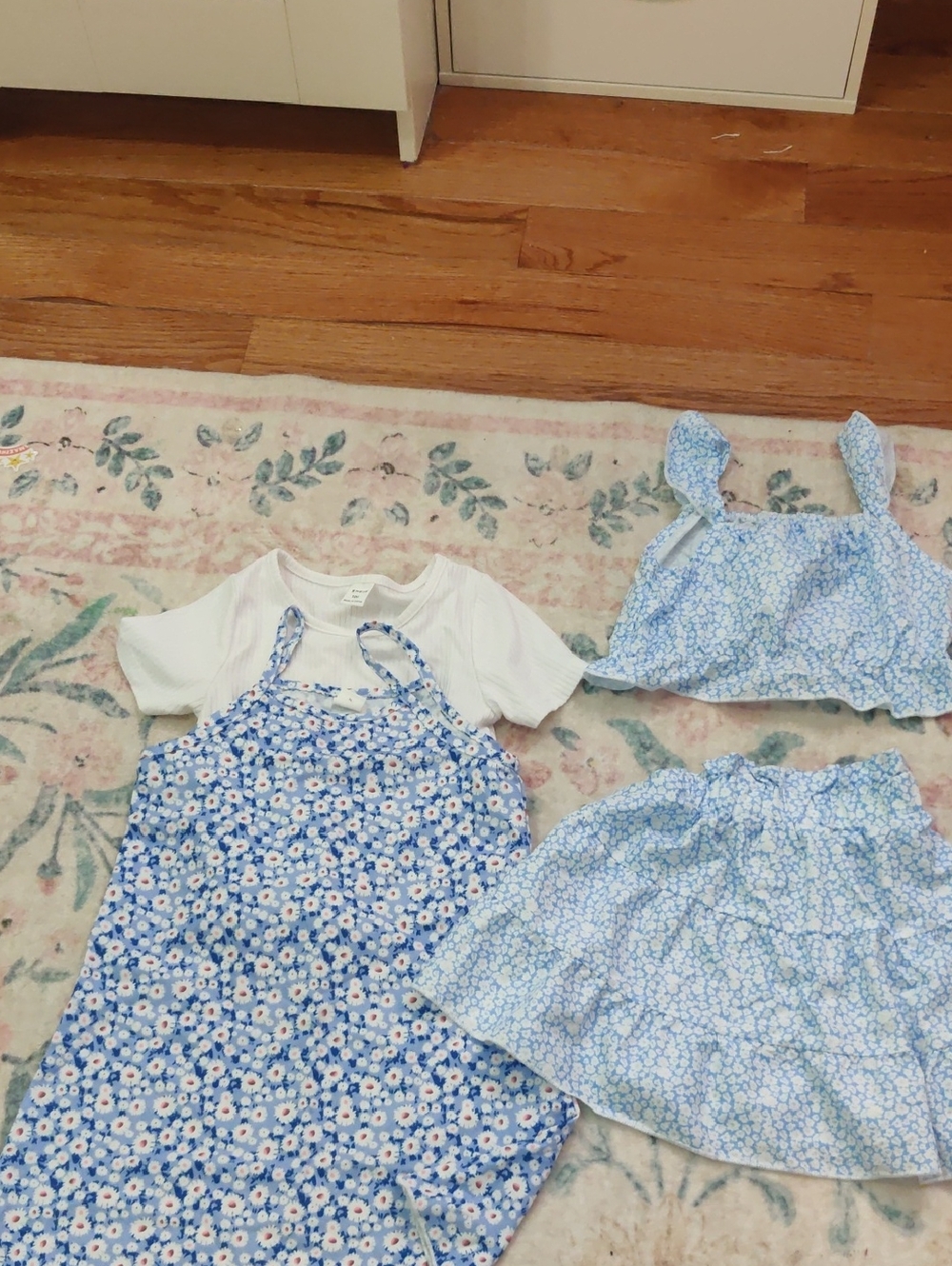 Blue Floral Dress and Two-Piece Set